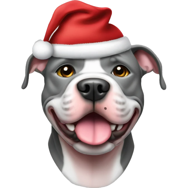 pitbull gris con gorro de navidad  emoji