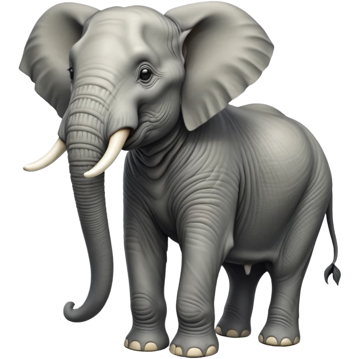 cinematic-elephant-realistic-full-body-standing-emoji,-massive-frame-calmly-balanced,-long-trunk-curled-slightly,-head-tilted-dramatically,-wrinkled-grey-skin,-majestic-tusks-catching-the-light,-simplified-yet-realistic-focused-features,-highly-detailed,-glowing-with-an-almost-sarcastic-glow emoji