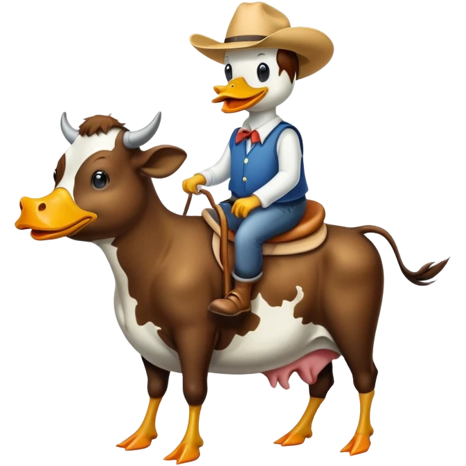Duck riding a cow emoji