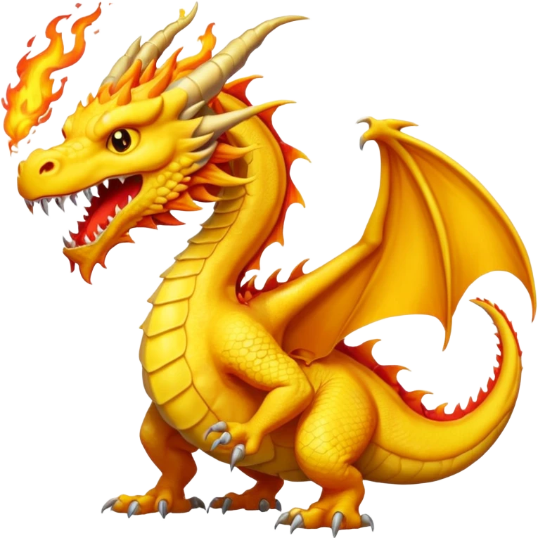A yellow three head dragon emoji