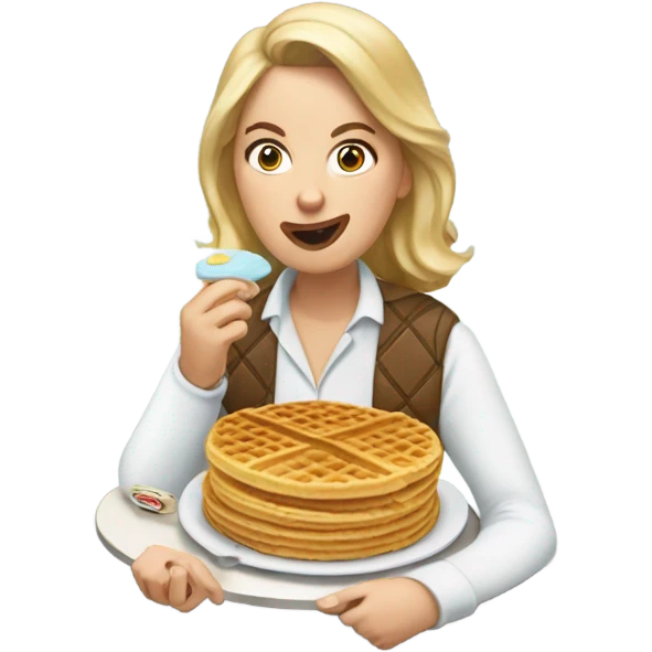 Leslie Knop eating a waffle  emoji