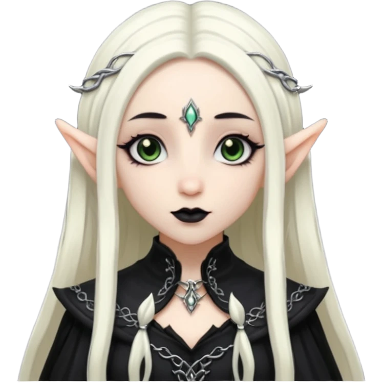 white long hair elf with goth cloth emoji