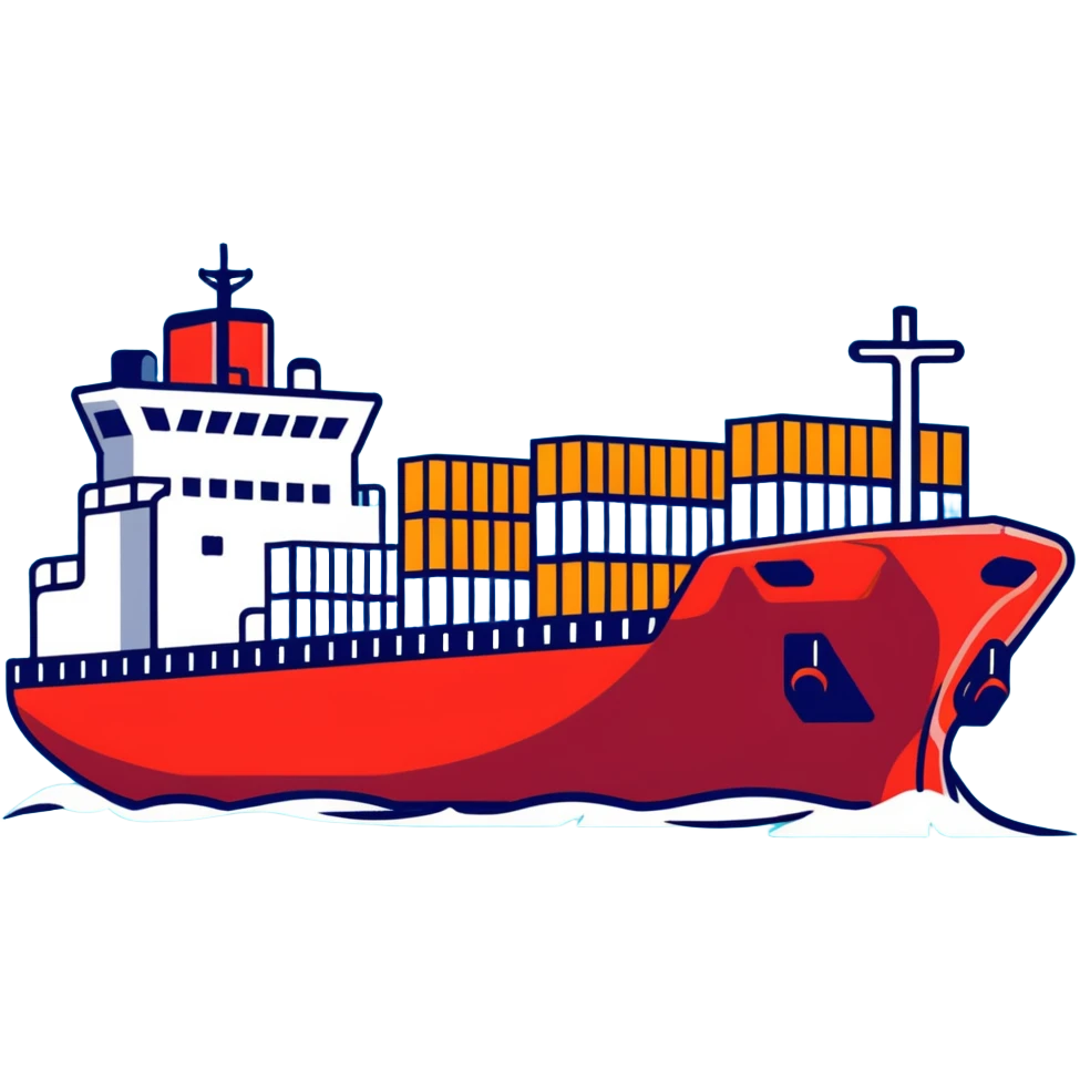 Cargo container ship in ocean emoji