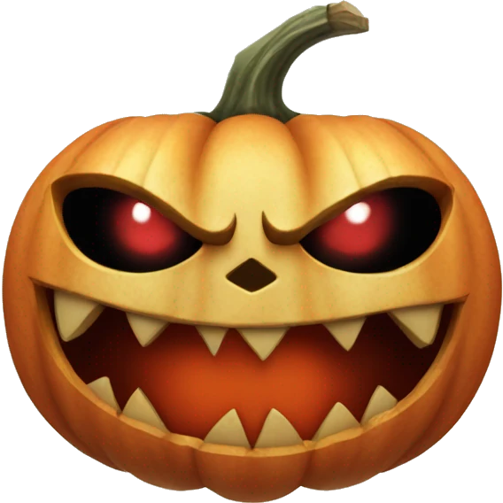 Evil pumpkin with red eyes and sharp teeth emoji