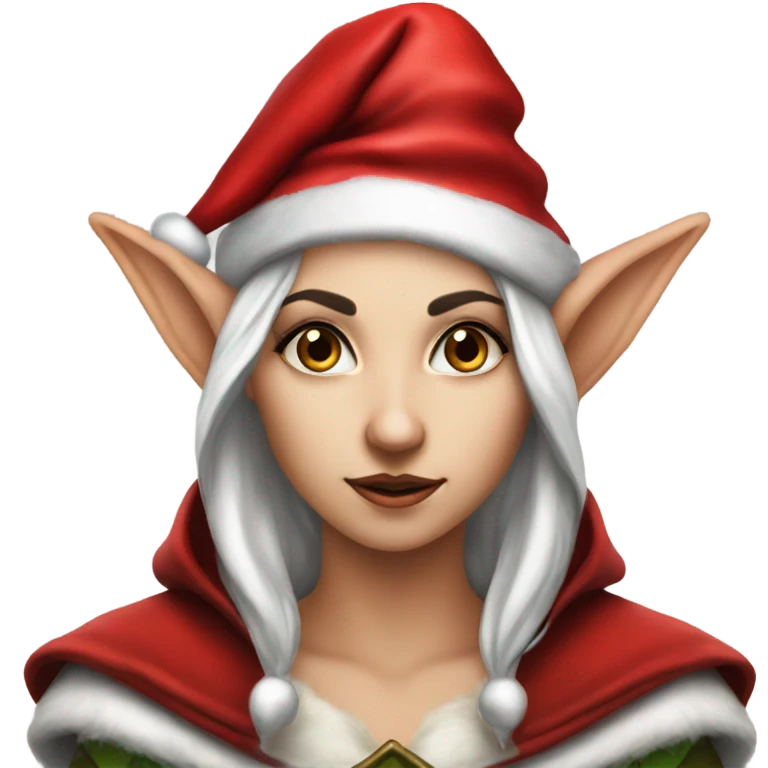rogue female elf fantasy wearing santa hat emoji