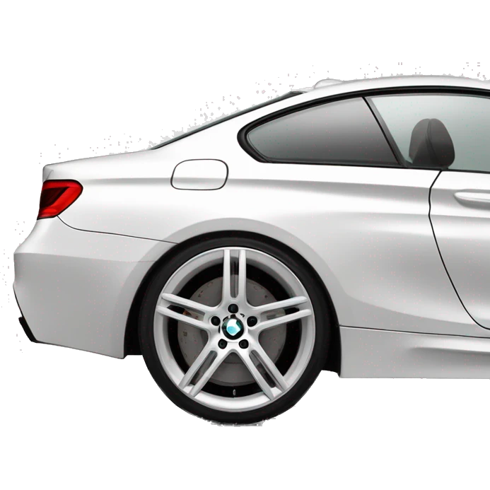 White bmw coupe 335i with silver 20s as wheels and tinted emoji