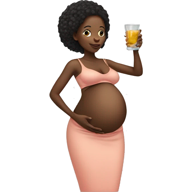 pregnant black woman with a glass emoji