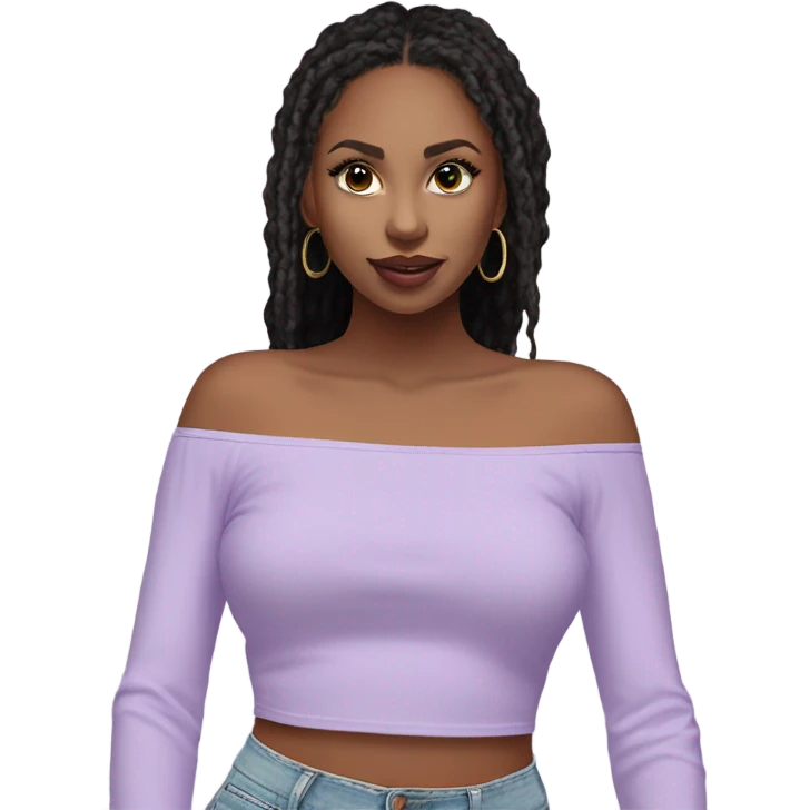 Lilac off shoulder Long sleeve flowy crop top, isolated emoji
