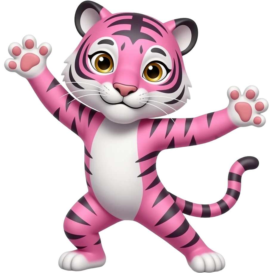 Pink Striped dancing tiger emoji