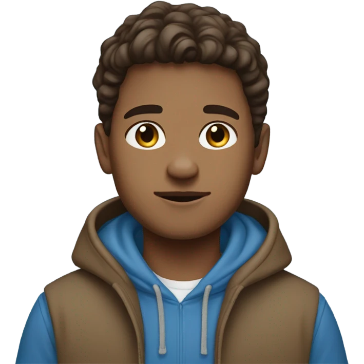generate me a white boy with brown hair wearing a blue GAP hoodie emoji