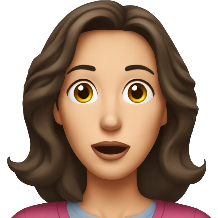 middle aged brunette surprised at what she sees emoji
