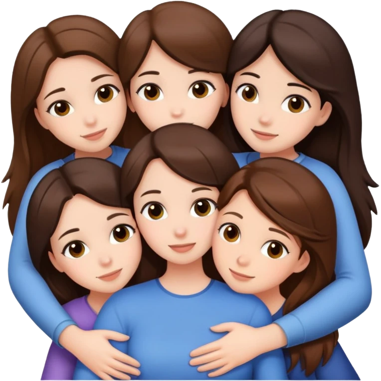 5 girls brunette and white races huggings  emoji