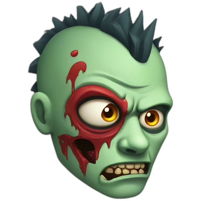 zombie face with red mohawk sides shaved emoji