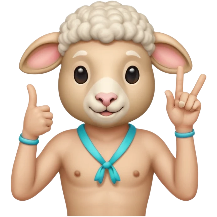 Sheep man with a bikini on giving a hang loose hand sign emoji