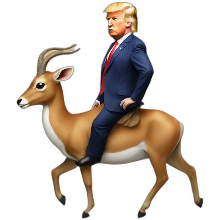 Donald trump on an antelope emoji