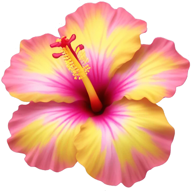 yellow and pink hibiscus flower emoji