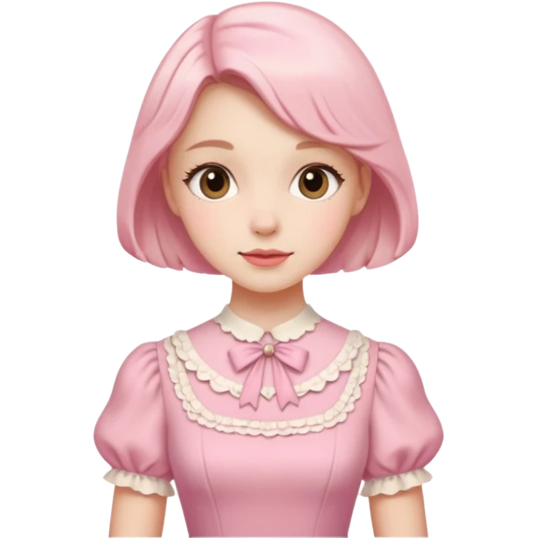 Cottagecore style ultra cute vintage material pink dress emoji
