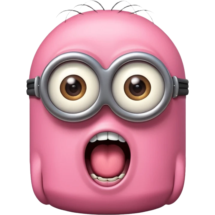 A pink screaming minion emoji