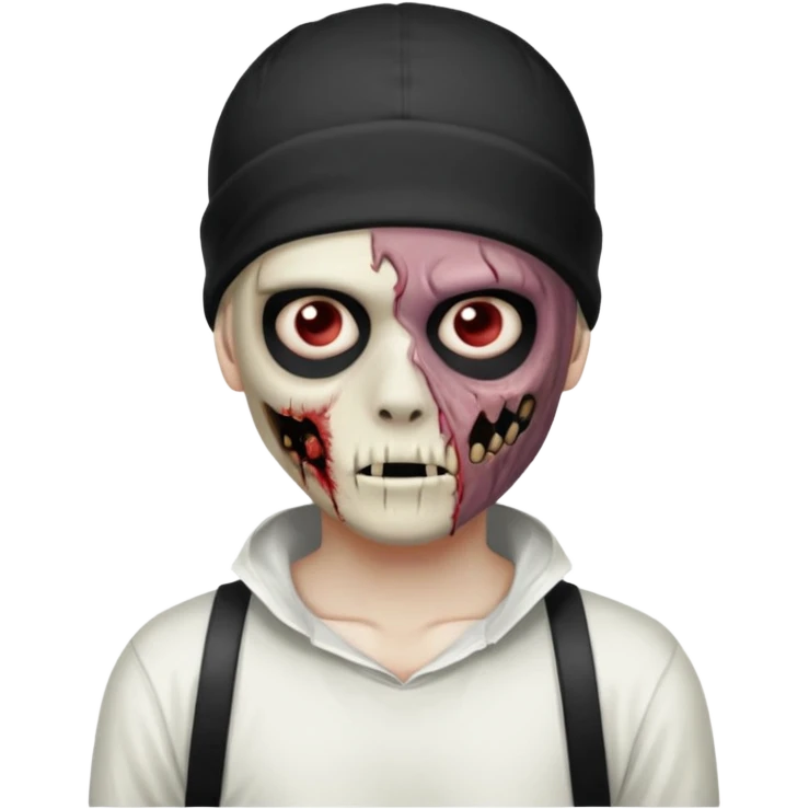 zombie boy with emo hair and white shirt with a ski mask on hair FROM Nike pra syna emoji
