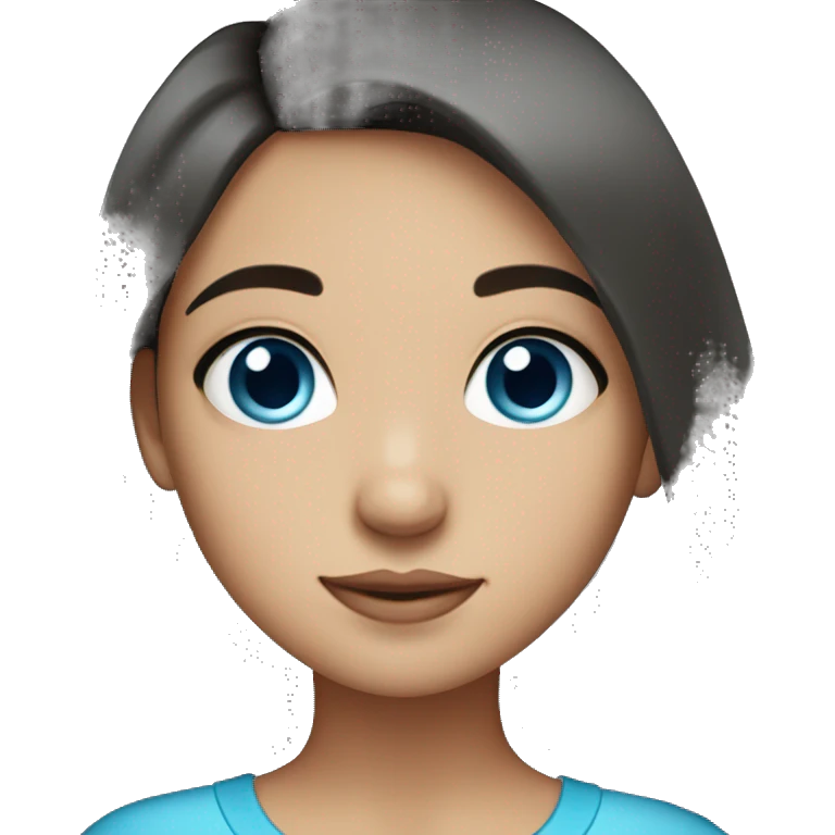 Cute girl with straight dark hair in a middle part and blue eyes emoji
