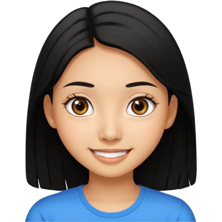 20 yr old asian woman hair  center part big eyes big smile tanned skin straight black hair center part hair  emoji