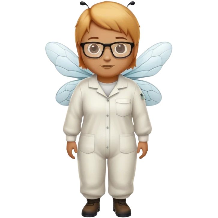 full body medium plus size bee keeper with  short light strawberry blonde hair and goatee wearing glasses  emoji