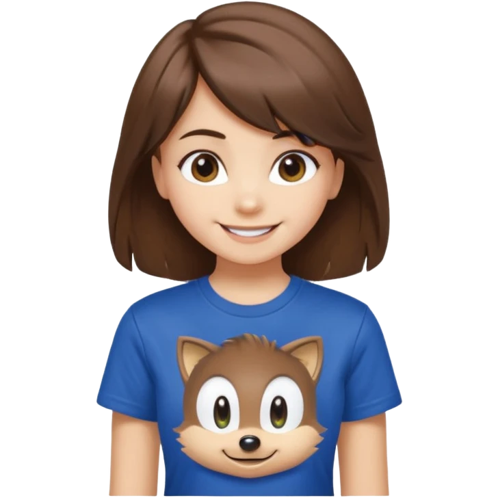 make a cute girl with medium hair and side bangs and sonic clothes  emoji