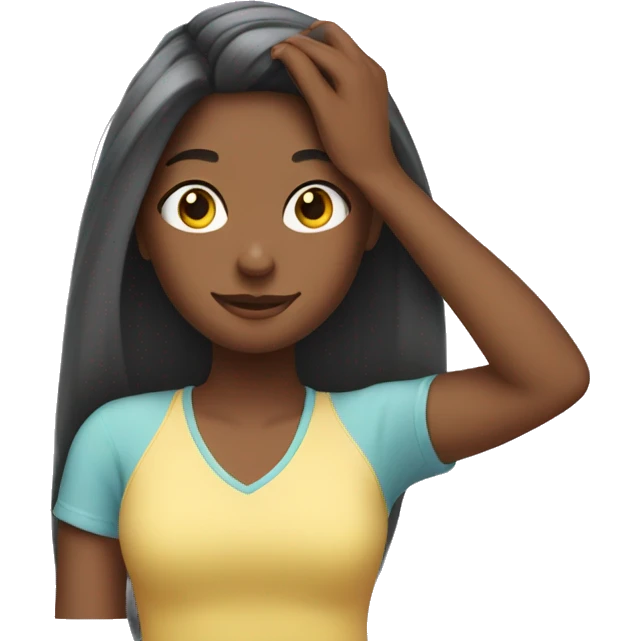 girl straightening her hair emoji