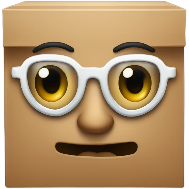 caja inteligente con lentes encima de un corazon gigante emoji