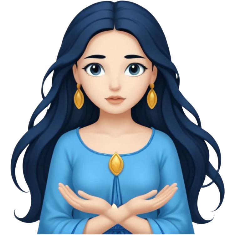 Salacia, Salt Water Goddess from Rome Mythology with long black hair, blue outfit emoji