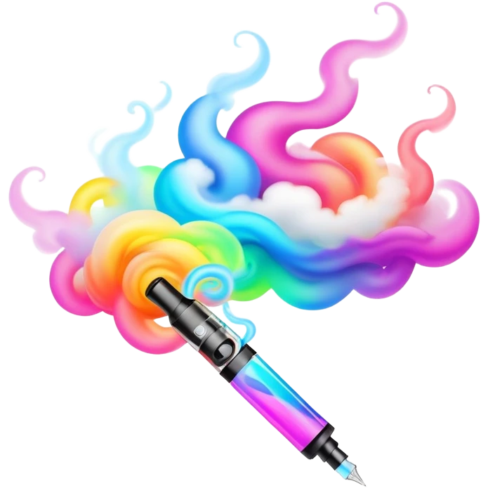 colorful vape pen with swirling vapor cloud emoji