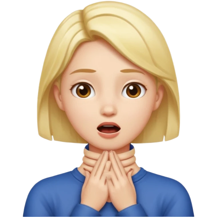 A girl with hands crossed over neck with mouth open emoji