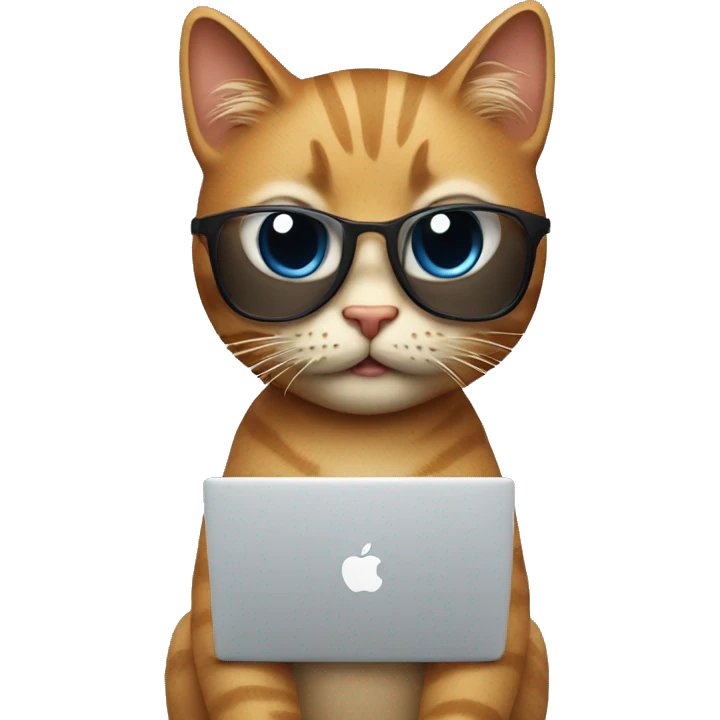 cool cat with an apple laptop emoji