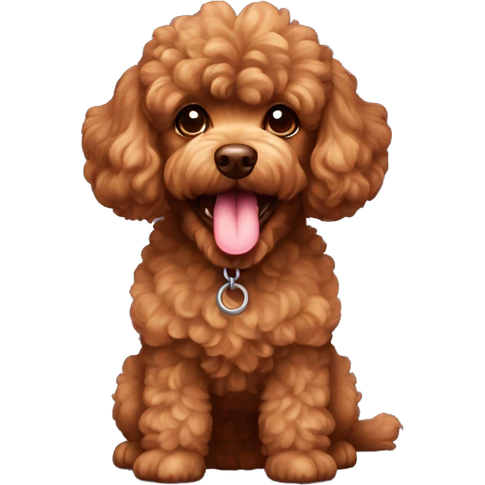 Curly brown toy poodle  tongue  emoji