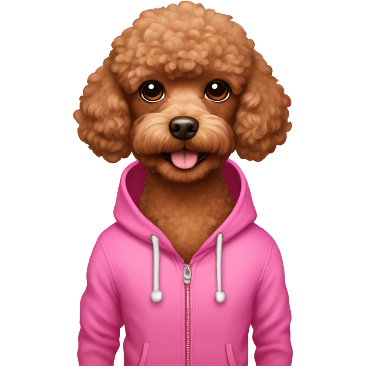 Brown toy-poodle in pink hoodie  emoji