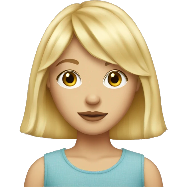 blonde girl with curtain bangs and freckles  emoji