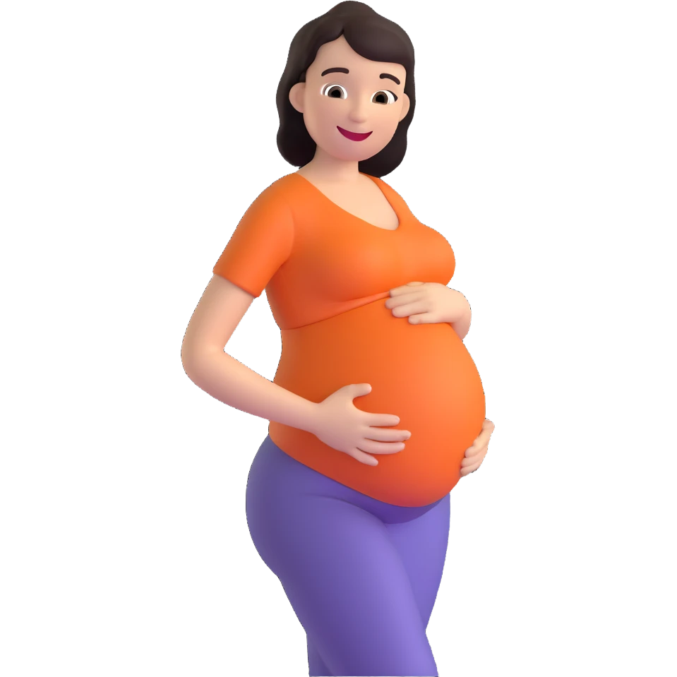 pregnant woman in second trimester looking happy emoji