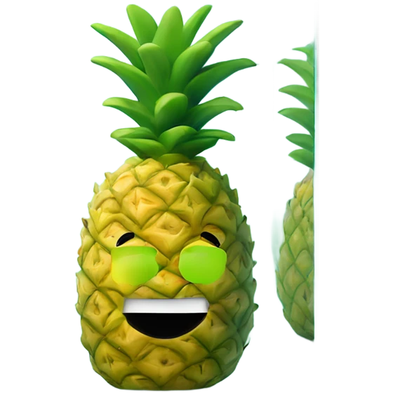 3D 🍍 pineapple looks at its reflection in the mirror emoji