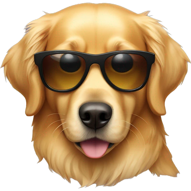 Golden retriever with sunglasses emoji