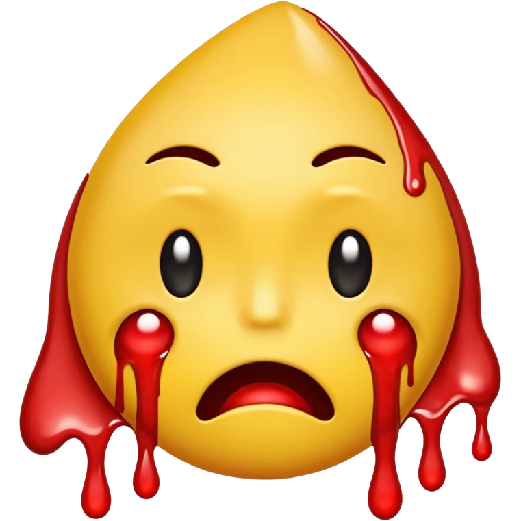 upsidedown yellow emoji smiley face, upside down, blood crying from eyes emoji