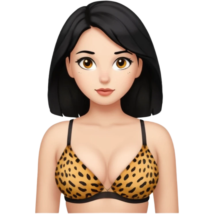 a girl with big boobs wearing a bra cheeta print emoji