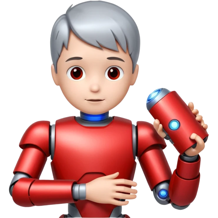 the kid play with him robot emoji