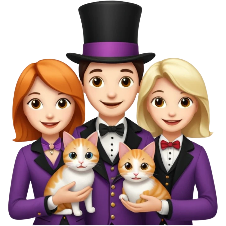 magician couple and their pet cat emoji
