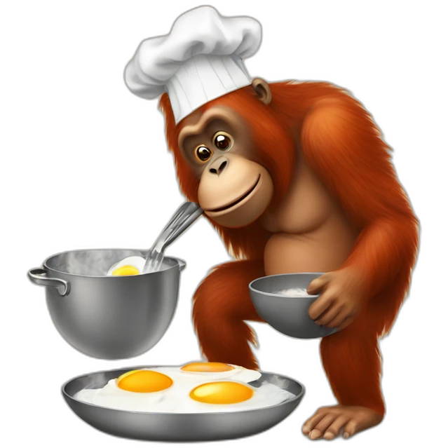 Orangutan cooking eggs emoji