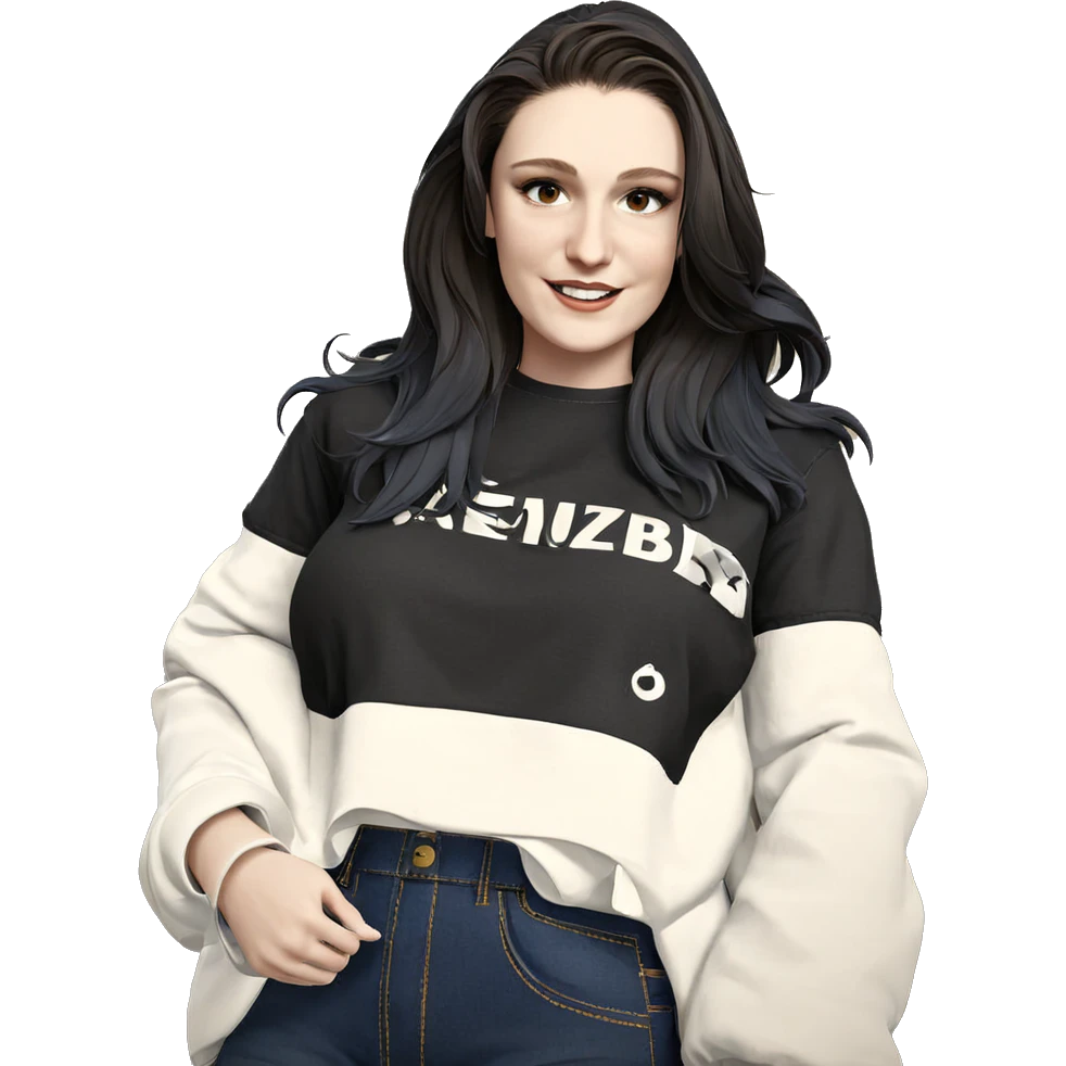 smiling girl in denim outfit emoji