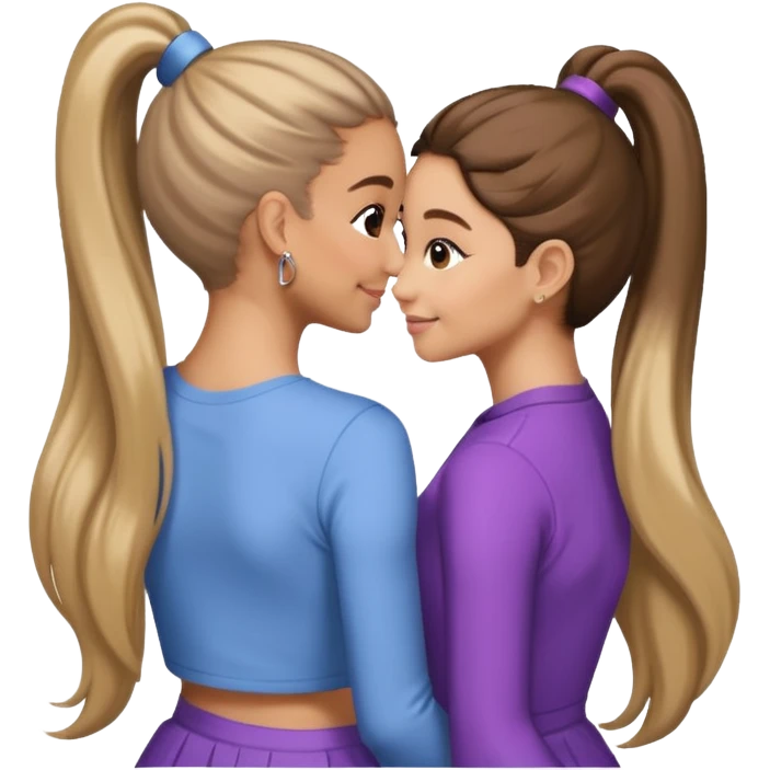 Ariana grande back view with long hair in a ponytail leaning on another girl with long hair in a ponytail  emoji