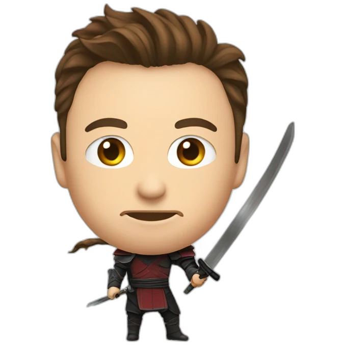 Elon Musk with a katana emoji