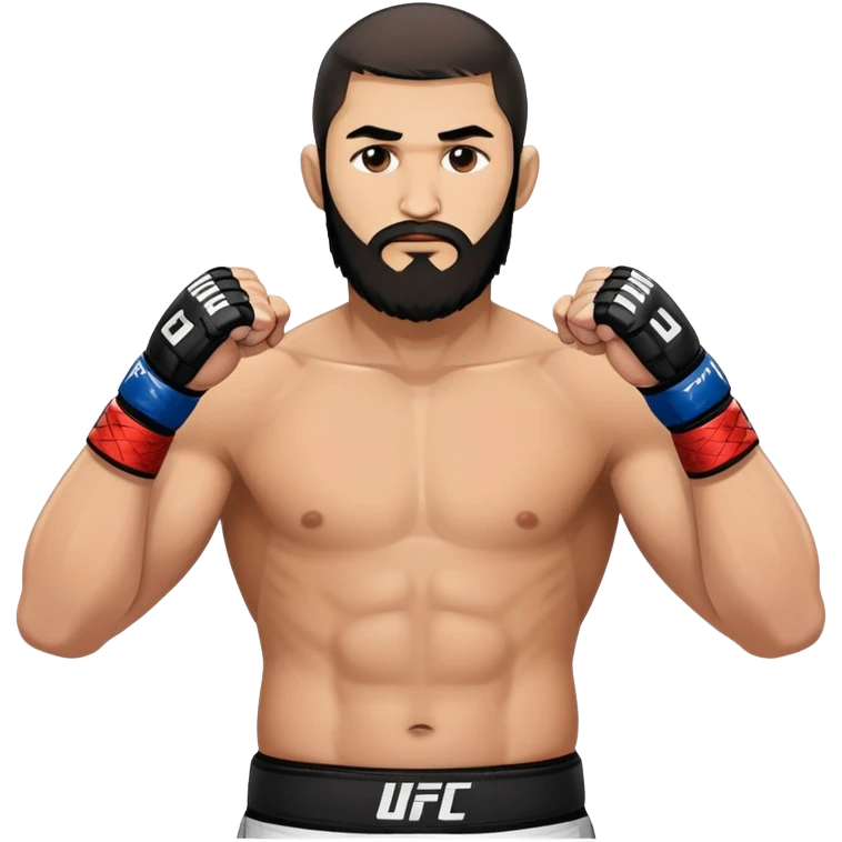Islam Makhachev UFC fighter with beard in fighting stance, Dagestani MMA champion emoji