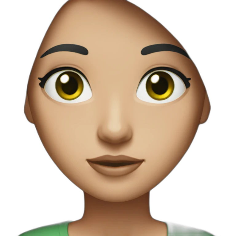 woman with long straight ruby hair white skin green eyes black tshirt emoji