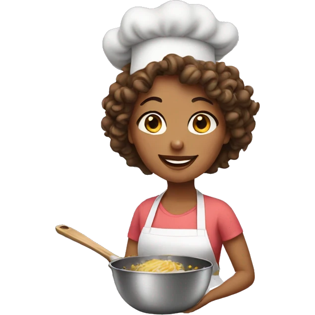 Curly woman cooking emoji